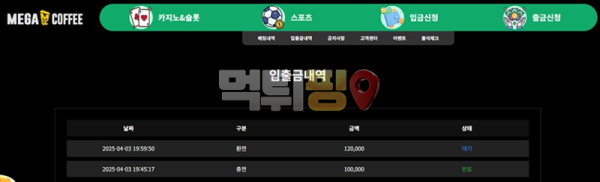 메가커피 먹튀 확정 증거자료